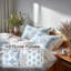 Ensemble de literie moderne 5 pièces - Ensemble de housse de couette et coussin décoratif scandinave bleu et blanc-124290316