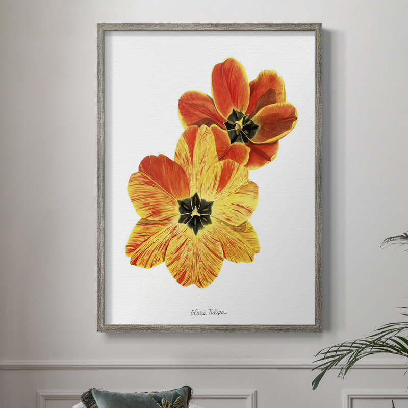 «Olive's Tulips II», reproduction encadrée - bois massif