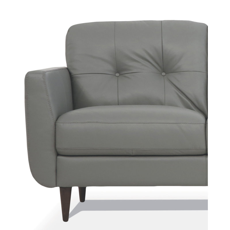 82.6'' Leather Sofa, Pesto Green Genuine Leather