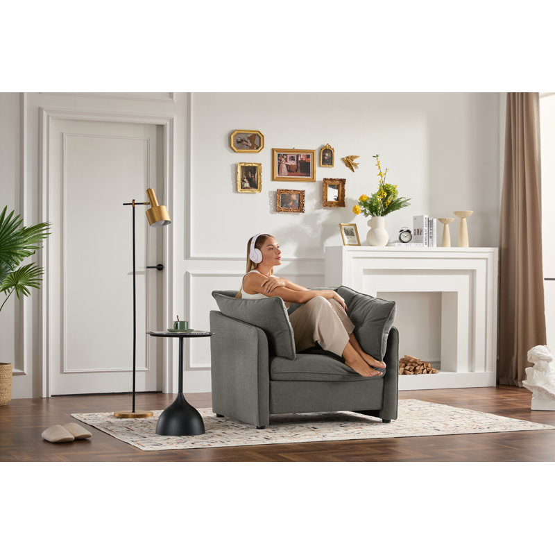 Fauteuil surdimensionné en chenille de style moderne, Gris