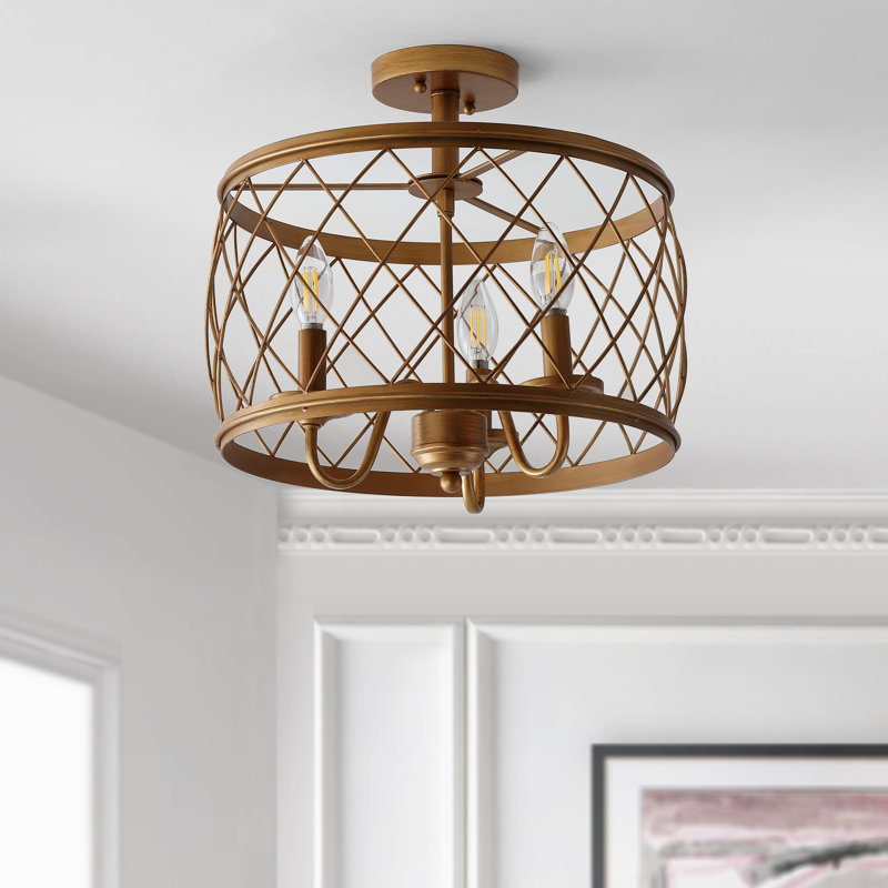 Sepulveda Semi Flush Mount, Antiqued Gold