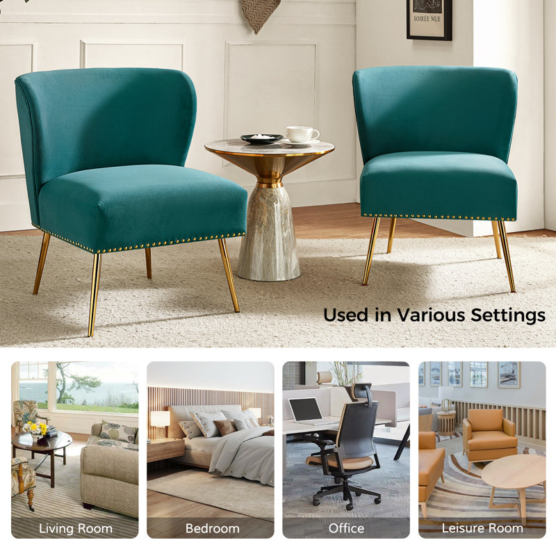 Clive Velvet Side Chair, Blue Velvet