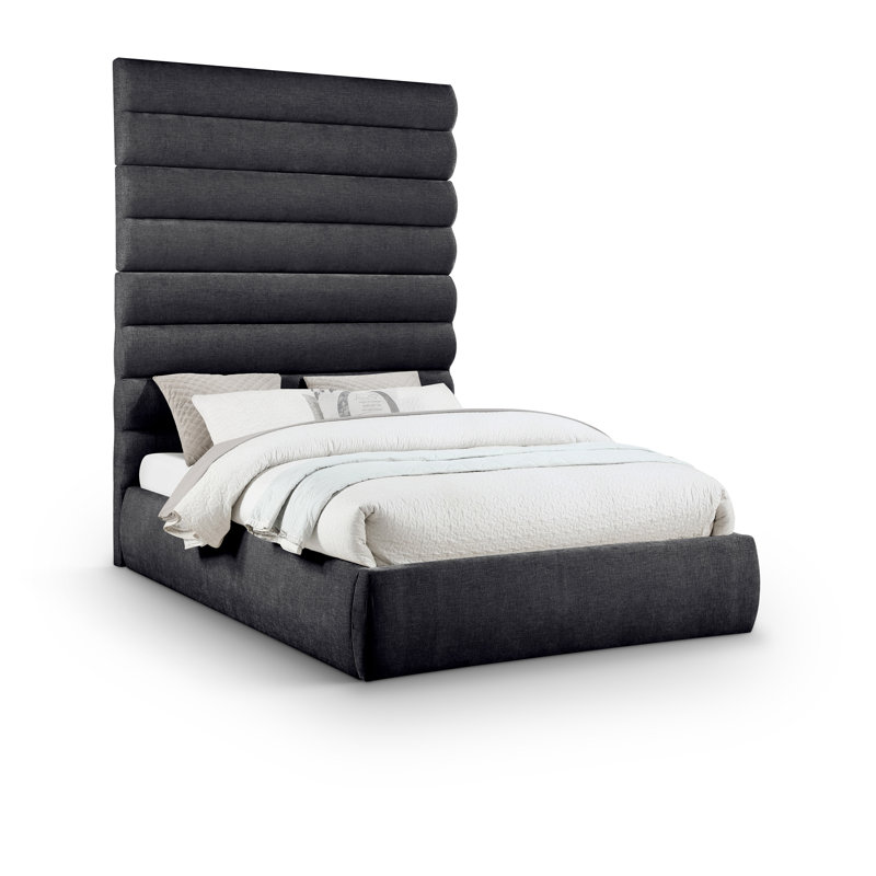 Adam Fabric Bed, Black, Queen, Chenille Fabric