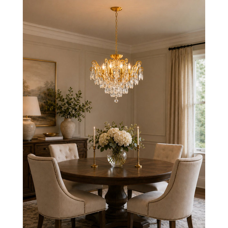 Beanca 8-Light Chandelier With Crystal Accents, Antique Brass