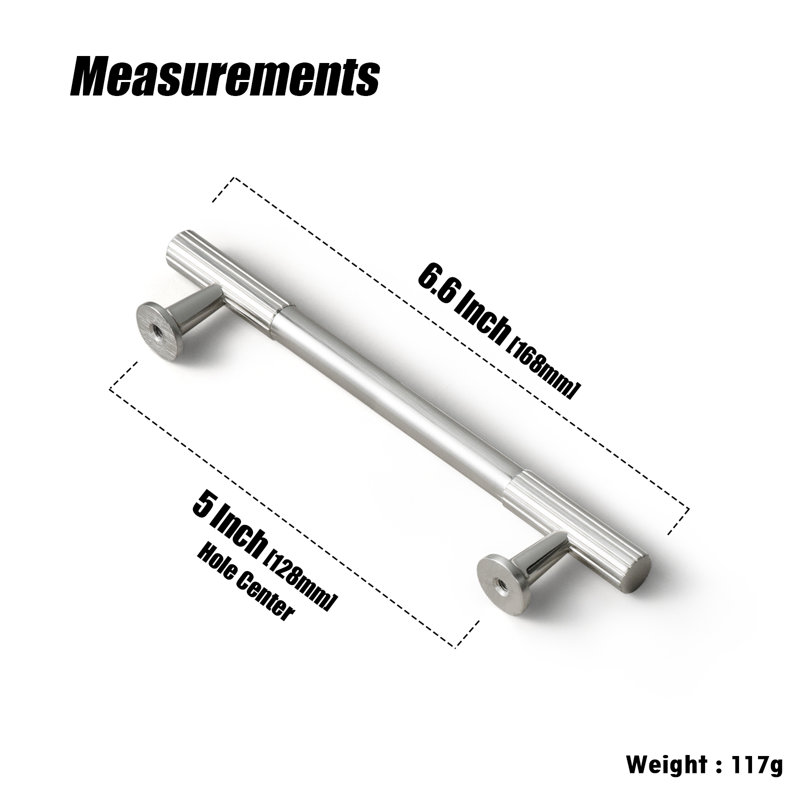 Bar / Handle Pull Multipack, Satin Nickel, 5", 6-Packing