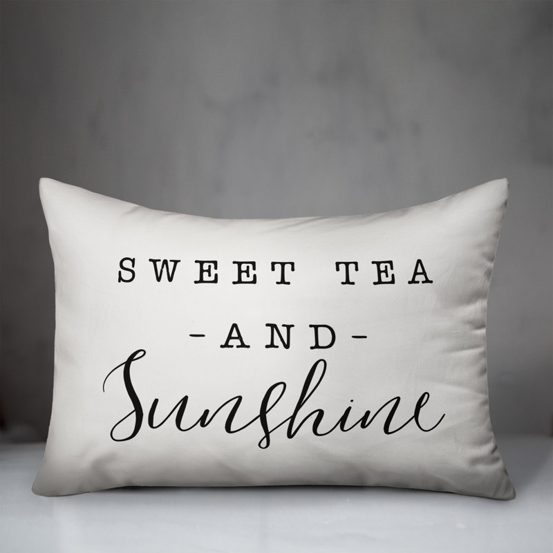  Housse de coussin rectangulaire et insert Sweet Tea and Sunshine, Blanc cassé / noir