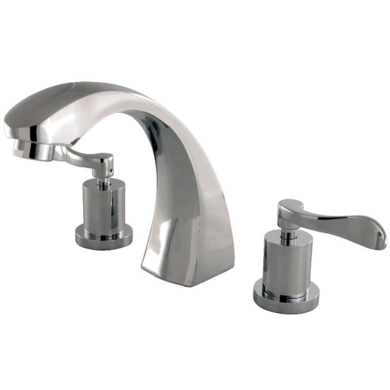 Kingston Brass Vintage Two-Handle 3-Hole Deck Mount Roman Tub Faucet, Polished Chrome