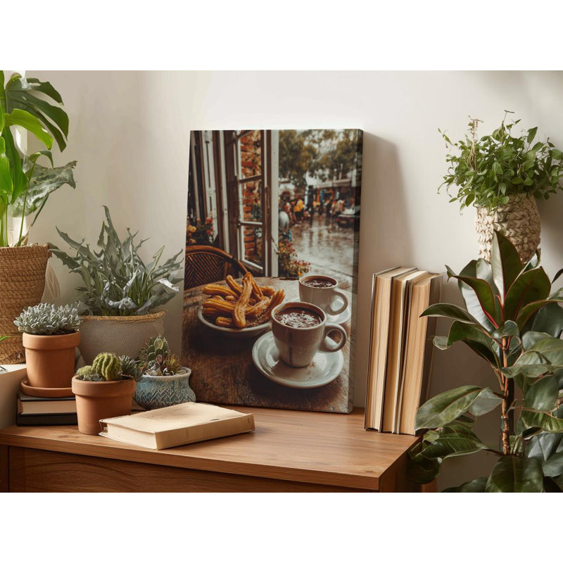 Art espagnol sur toile, "Churros and hot chocolat", reproduction de cuisine, H 60 po x l 40 po