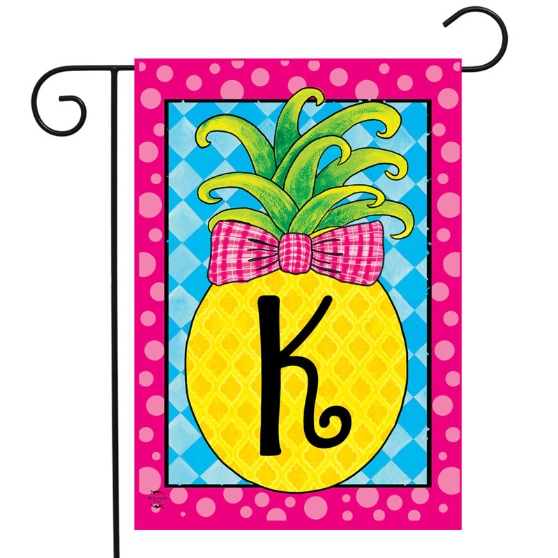 Pineapple Monogram Letter K Garden Flag