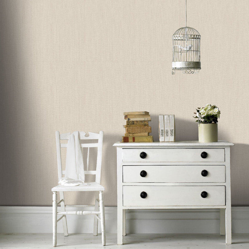 Oxford 10m L x 52cm W Plain Roll Wallpaper, Cream