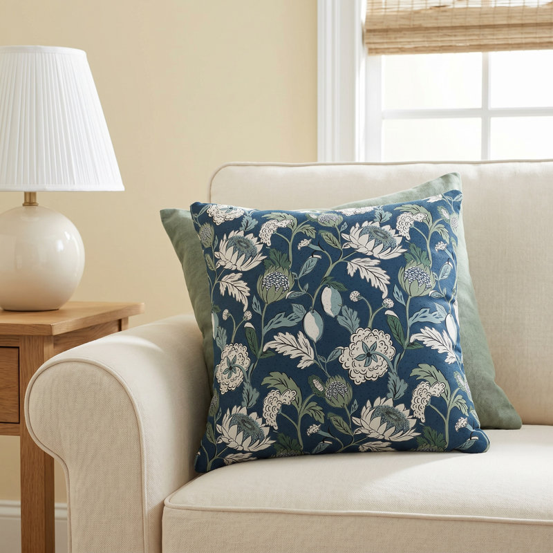 Housse de coussin en coton Arkins, 18 po x 18 po, Housse de coussin seulement - sans insert, Marine