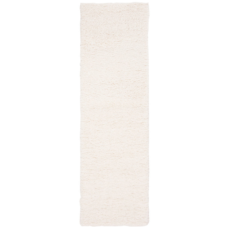 Tapis ivoire à poils longs Sador, Tapis de couloir 2 pi 3 po x 8 pi, White