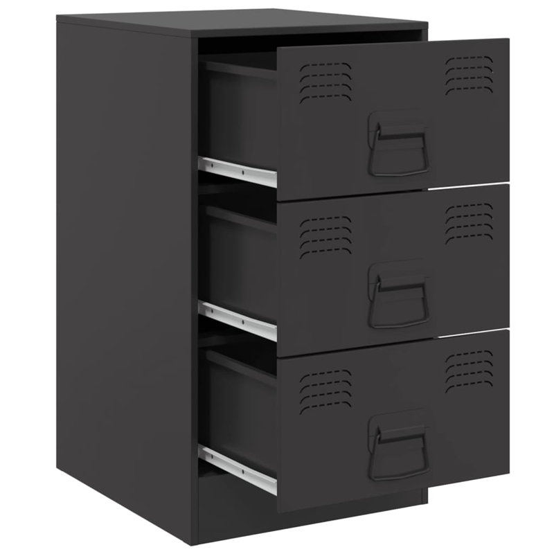 Raineri 34.5cm W Steel Bedside Table, Black, Set of 2