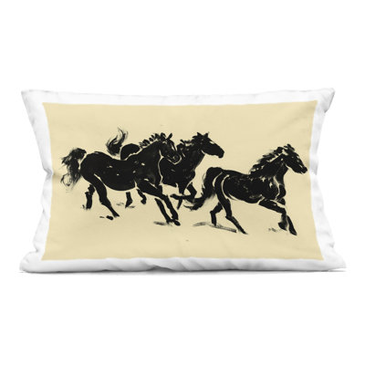 Horses in Motion Run Decorative Printed Throw Pillow design by Victoria Barnes