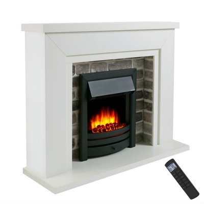 Flamborough Fireplace Castleton Fires & Fireplaces 120cm W White Wood Electric Fireplace with 6824.28 BTU