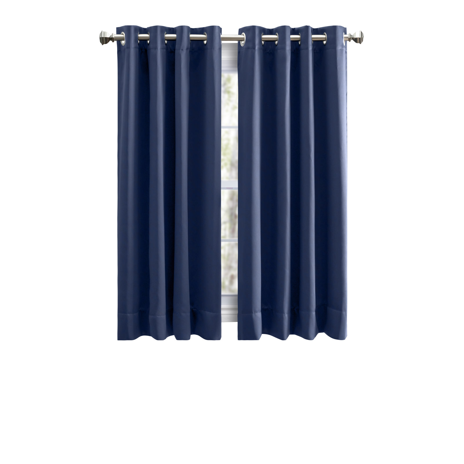 Ardelle Blackout Thermal Grommet Curtain Panel, 56" W x 54" L, Blue with Brushed Nickel Grommets