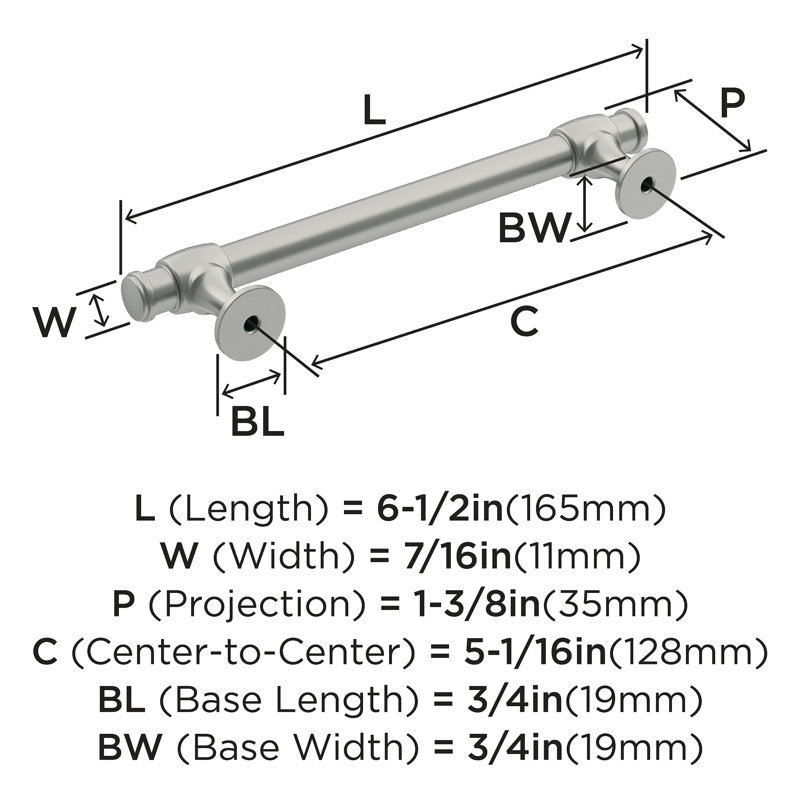 Amerock Winsome Cabinet or Furniture Bar Pull, 5 1/16", Satin Nickel