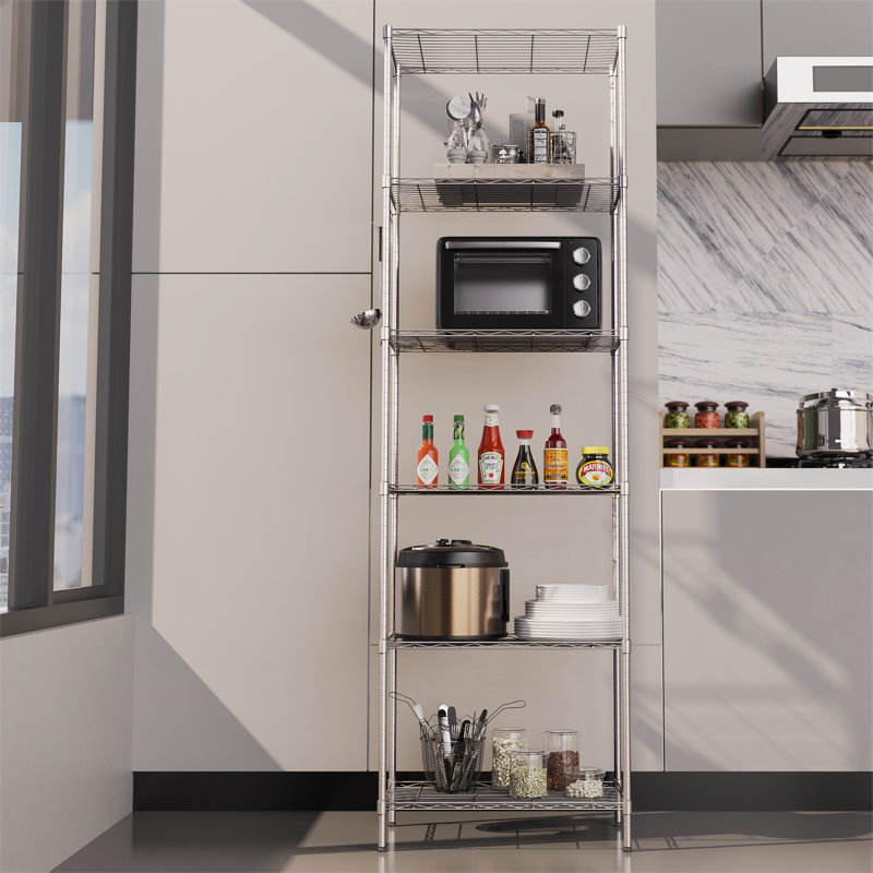 Eitan 54 cm W 6-Tier Steel Shelving Unit, Silver