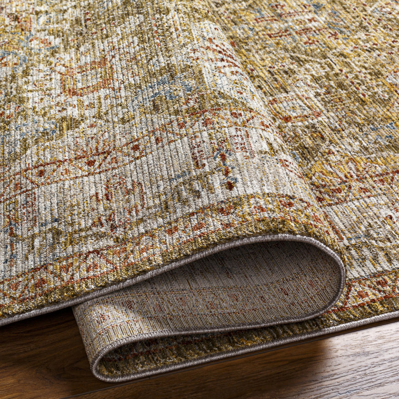 Oriental Machine Woven Polyester Area Rug in Beige, Rectangle 10' x 14'