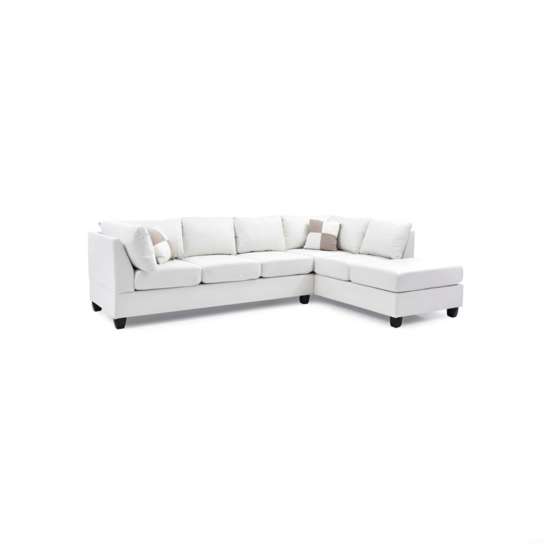 Malone Sectionals (Without Ottoman), White Fabric, Right Hand Facing