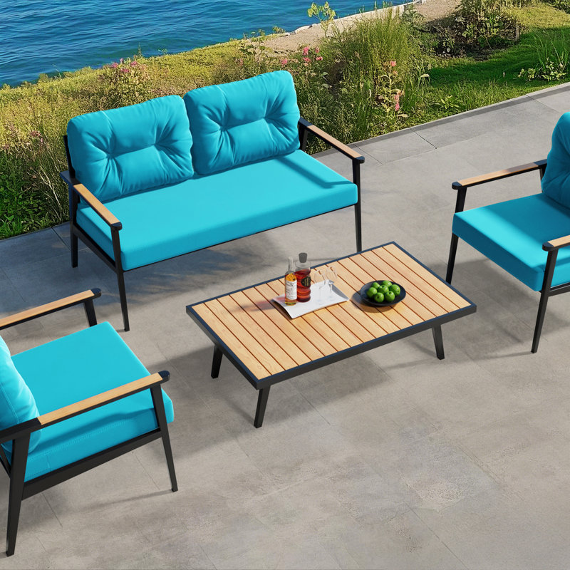 Outdoor 4'' Thick Loveseat Sofa Patio Furniture Cushions 48'' W X 24'' D Outdoor Couch Cushions Replacement Cushion Set Seat/Back Cushion (SOFA NOT INCLUDED)