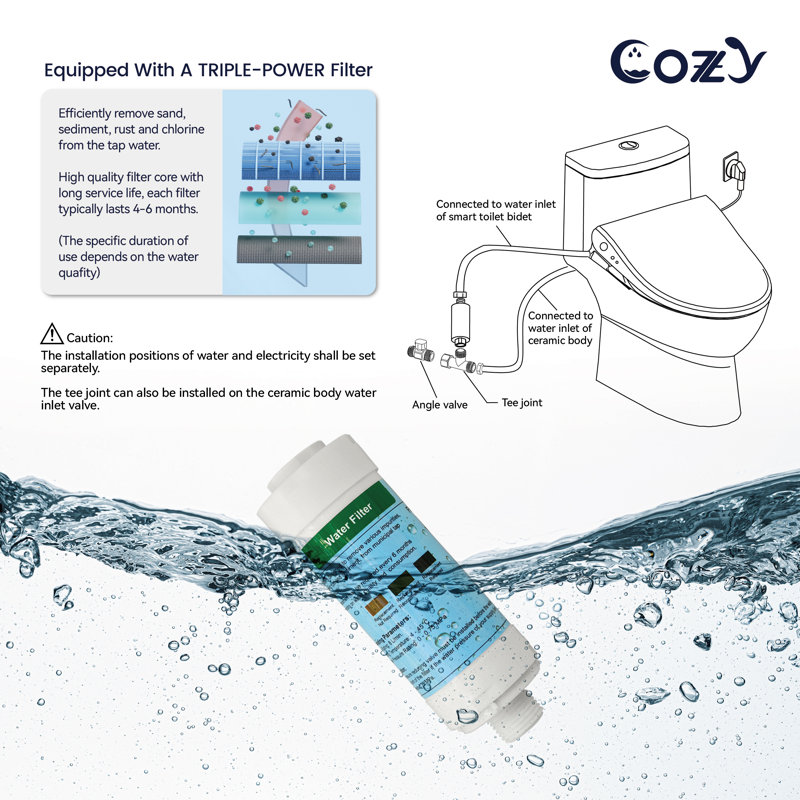Siège de toilette électronique bidet allongé avec télécommande