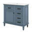 Meuble-lavabo 36 po avec lavabo, meuble-lavabo simple avec armoire, 2 tiroirs rabattables, 2 tiroirs et tablette réglable-360819407