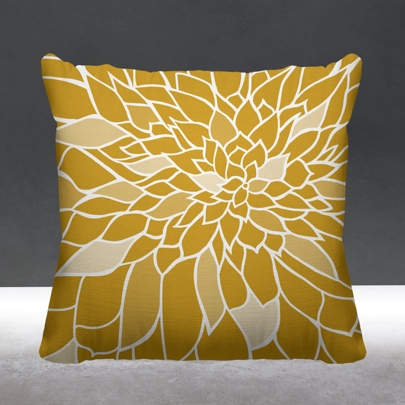 Raina Outdoor Reversible Throw Pillow, 19W" x 19H", Yellow