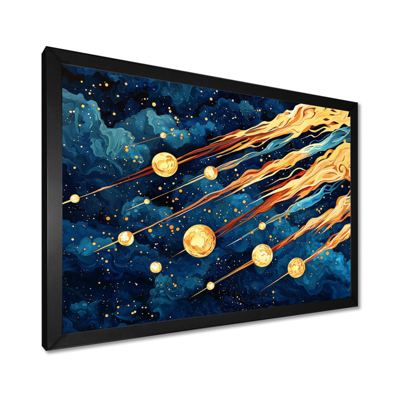 Radiant Cascade Of Comets II - Space, reproduction sur toile, Reproduction encadrée d'une seule photo sans pass, Noir