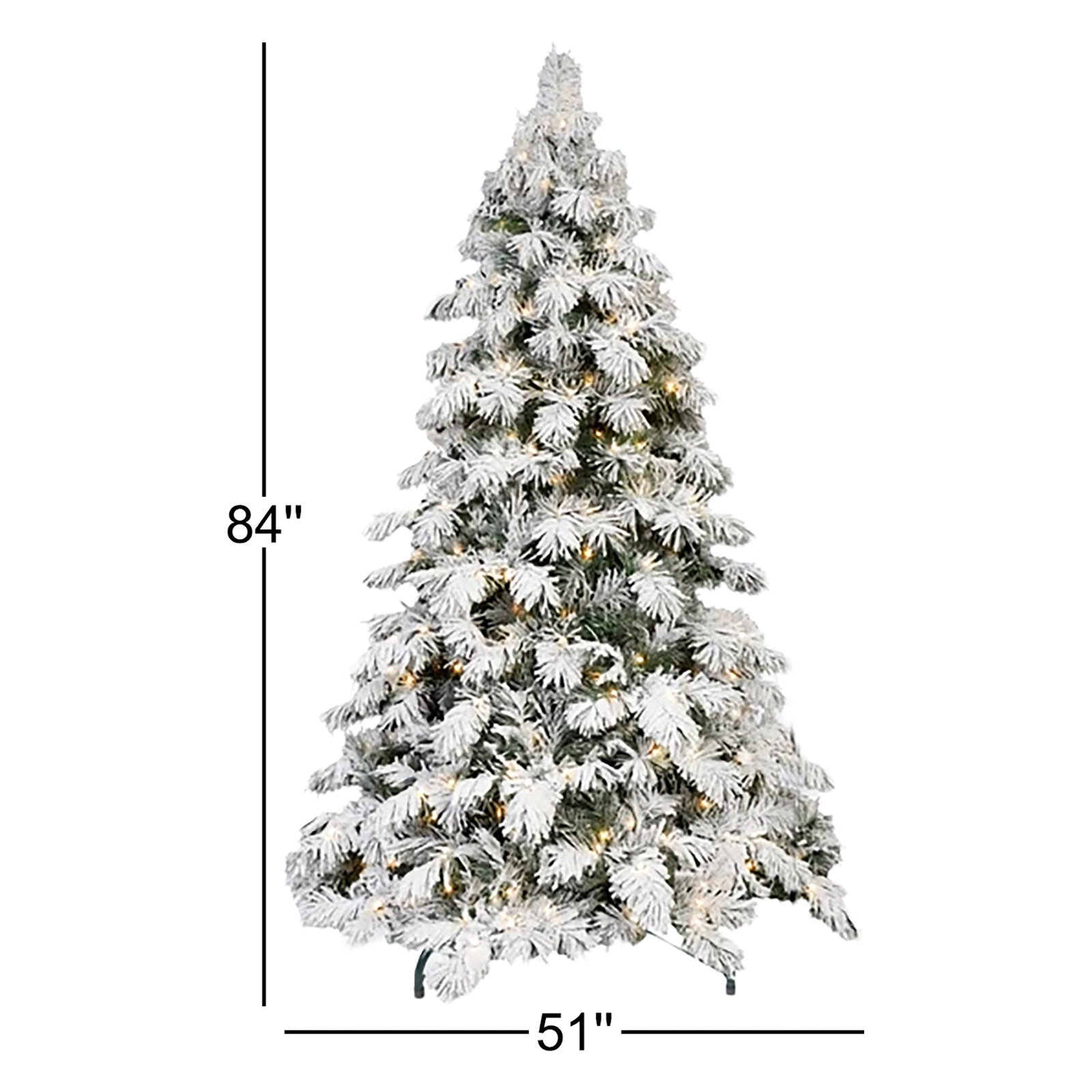Flocked 8' Pre-Lit Christmas Tree, 7'