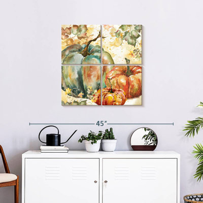 Yarlin, récolte d'aquarelle bleu sarcelle citrouilles I