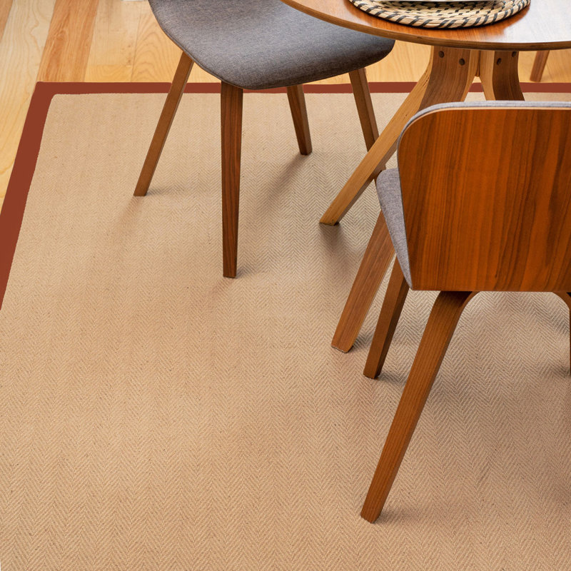 Solid Colour Jute / Sisal Hand Braided Area Rug, 120cm x 170cm