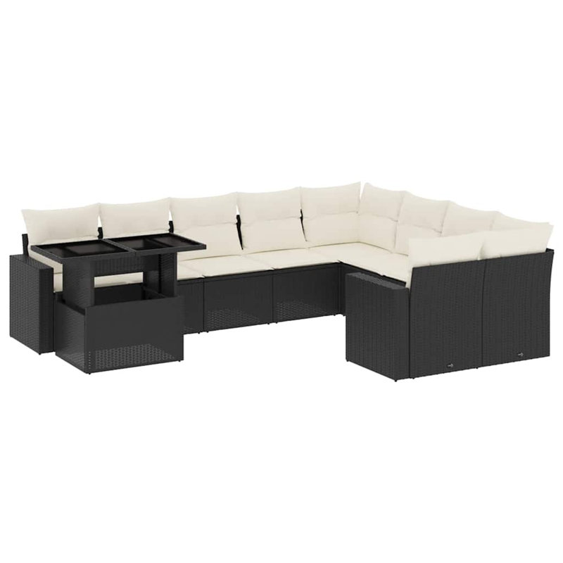 Ensemble de canapé de jardin Vidaxl noir, blanc crème