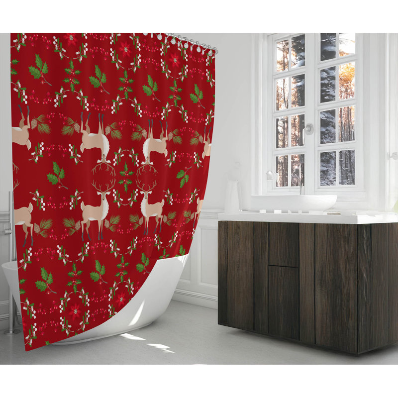 Rideau de douche Botanical Deer, Rouge