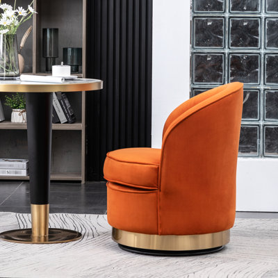 Fauteuil pivotant en velours orange