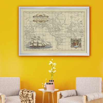 Carte antique du monde, reproduction d'art sur toile