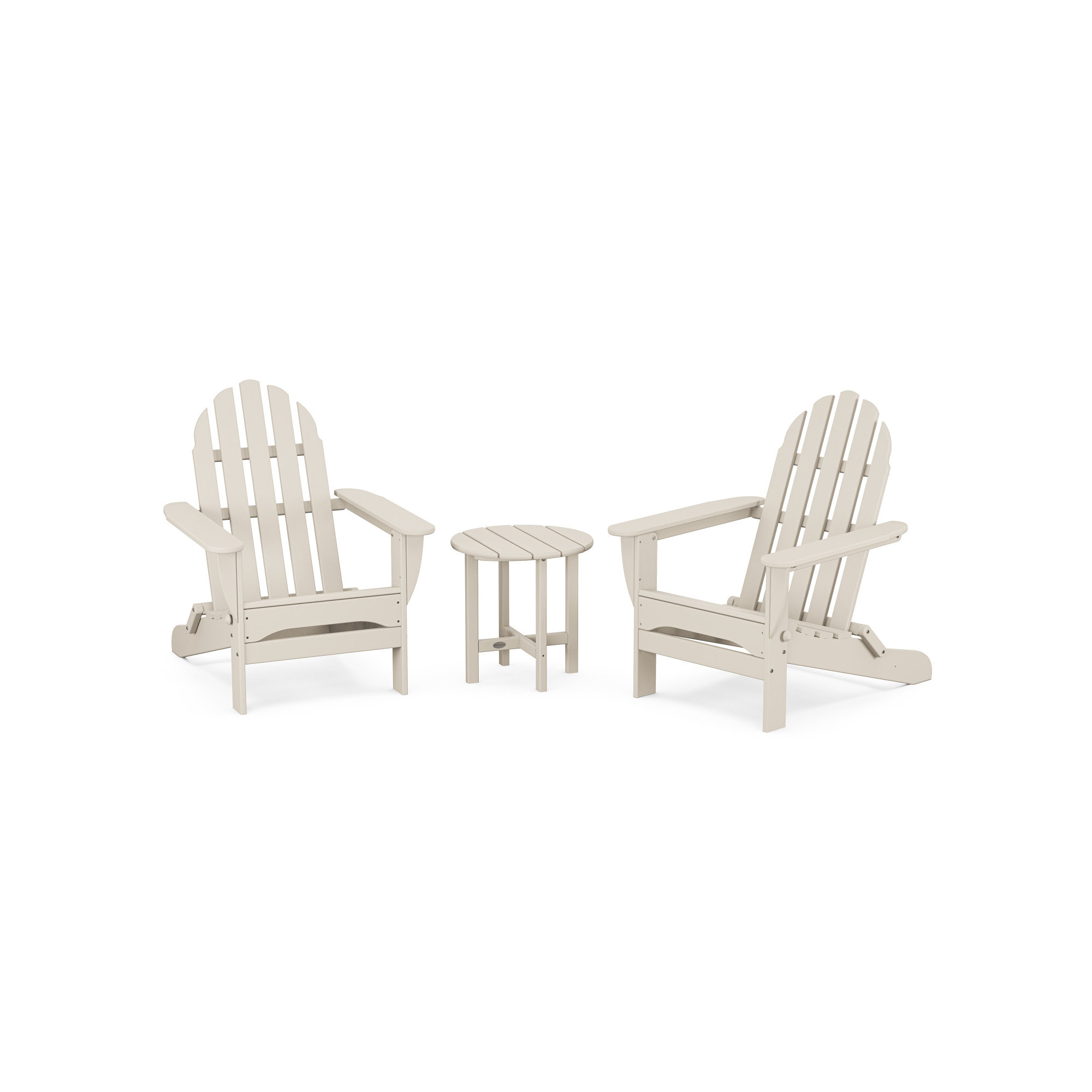 POLYWOOD Classic Folding Adirondack 3-Piece Set, Sand