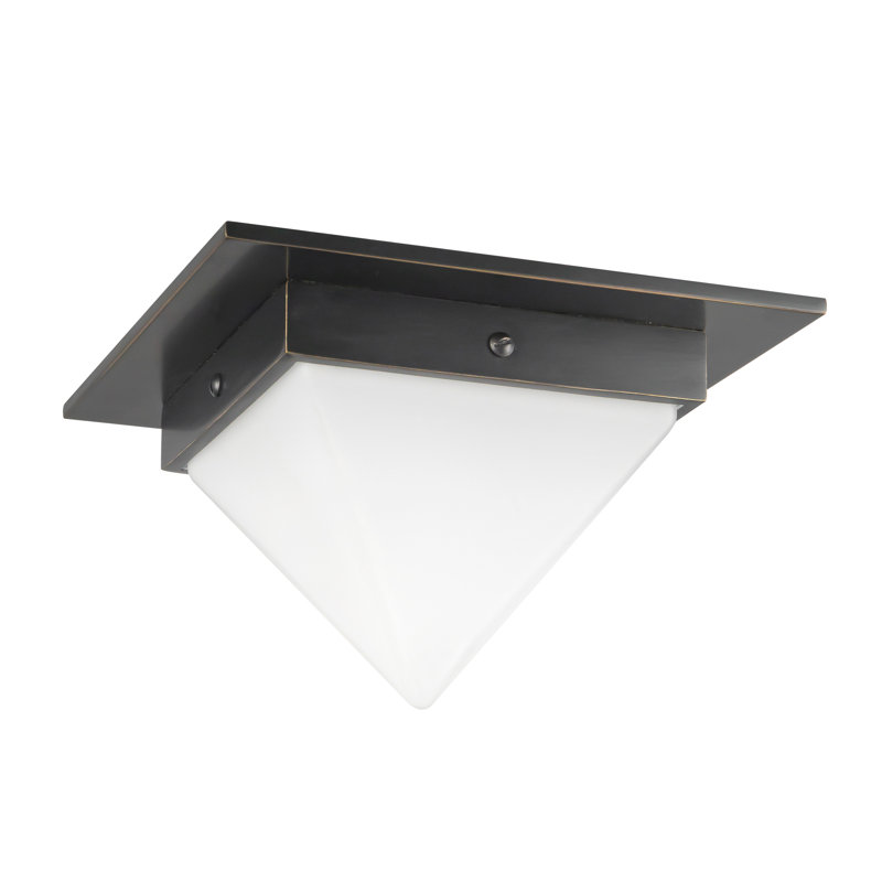 Mineral 8-in Brass Flush Mount, Oil Rubbed Bronze, Opal Glass
