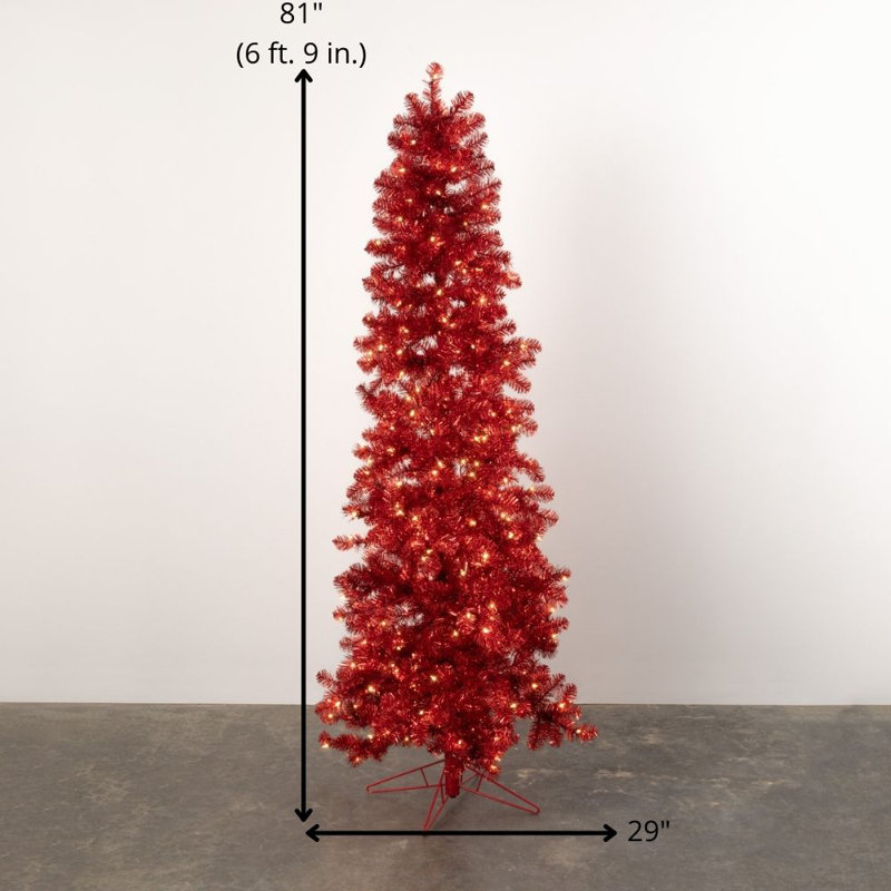 Arbre de Noël mince avec lumières, 6.75'