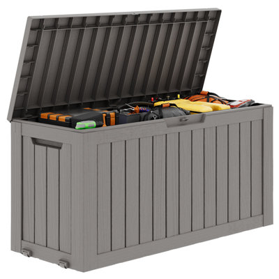 Coffre de terrasse en résine 80 gallons avec roulettes - Rangement verrouillable résistant aux intempéries, capacité de 230 lb
