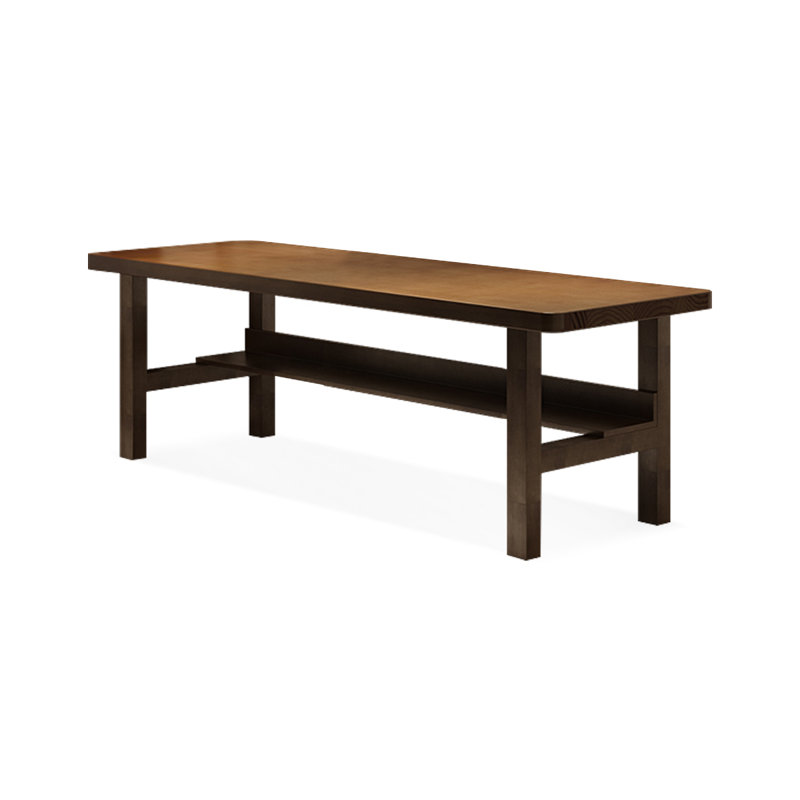 Bureau rectangulaire en bois massif noyer, H 29,53 po x l 86,61 po x P 23,62 po