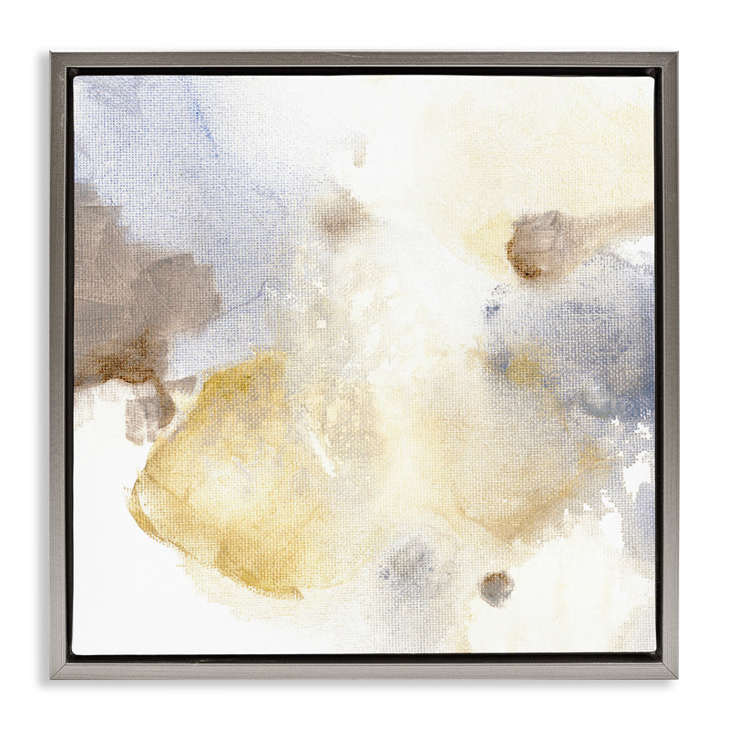 «Subtle Cloudy Abstract Floater Canvas» par M. Gloria Hunter, Cadre flottant gris lustré, H 18 po x l 18 po x P 1,7 po