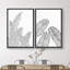 Duo de feuilles de jungle foncé, illustrations de plantes florales, art moderne, panoramique, noir et blanc-101752879