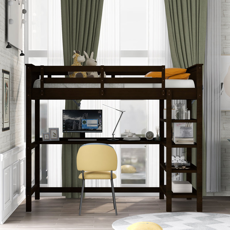 Geramiah Kids Loft Bed, Full, Espresso