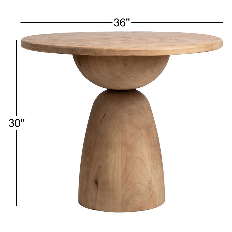 Balak Reclaimed Pine Round Modern Hourglass Bistro Dining Table, Natural, 30'' H x 36" L x 36" W