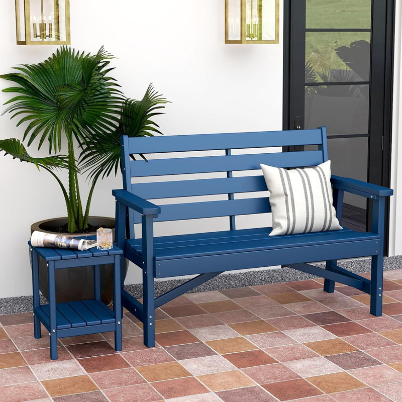 Bancs de jardin en PEHD 51,5 po toutes saisons, Bleu