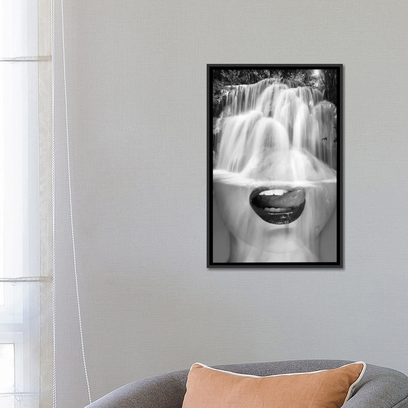 « soif », impression sur toile, H 26 po x l 18 po x P 1,5 po, Toile avec cadre noir, Pas de tapis
