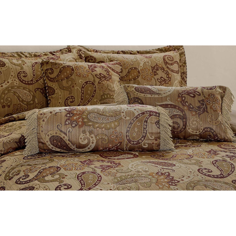Adelle 7 Piece Paisley Jacquard comforter Set, Multicolor, Oversized King Comforter + 6 Additional Pieces