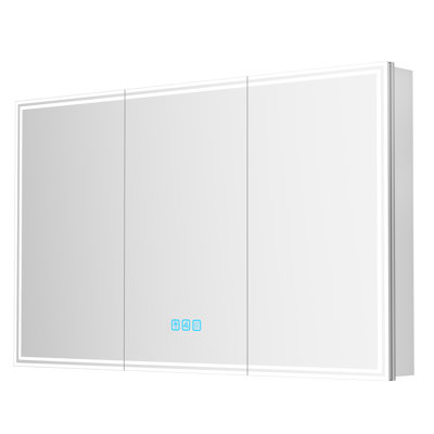 60 in. W x 36 in. H Rectangular Aluminum Medicine Cabinet with Mirror and Light, Dimmable, Anti-fog, Fully Assembled