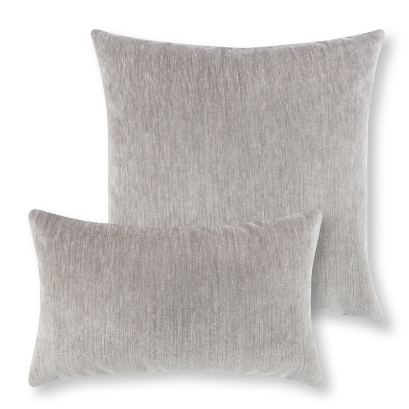 Luxe Velour Outdoor Rectangular Sunbrella® Pillow Cover & Insert, Pewter